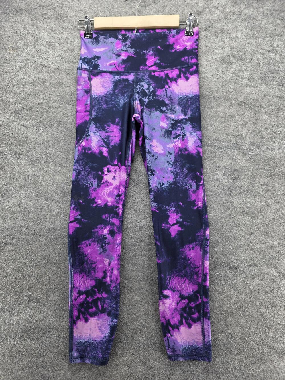 Under Armour Leggings Womens S Purple Tie Dye Compression High Rise Activewear